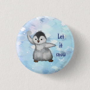 Macaron Rond 2,50 Cm Pingouin d'hiver