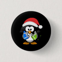 Pingouin mignon avec des cadeaux de casquette et