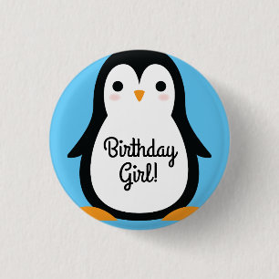 Macaron Rond 2,50 Cm Pingouin mignon Hiver 1er Anniversaire Bouton Épin