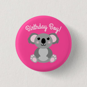 Macaron Rond 2,50 Cm Pink Koala Bear Anniversaire
