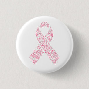 Macaron Rond 2,50 Cm Pink Mandala Ribbon Cancer du Sein   Bouton d'épin