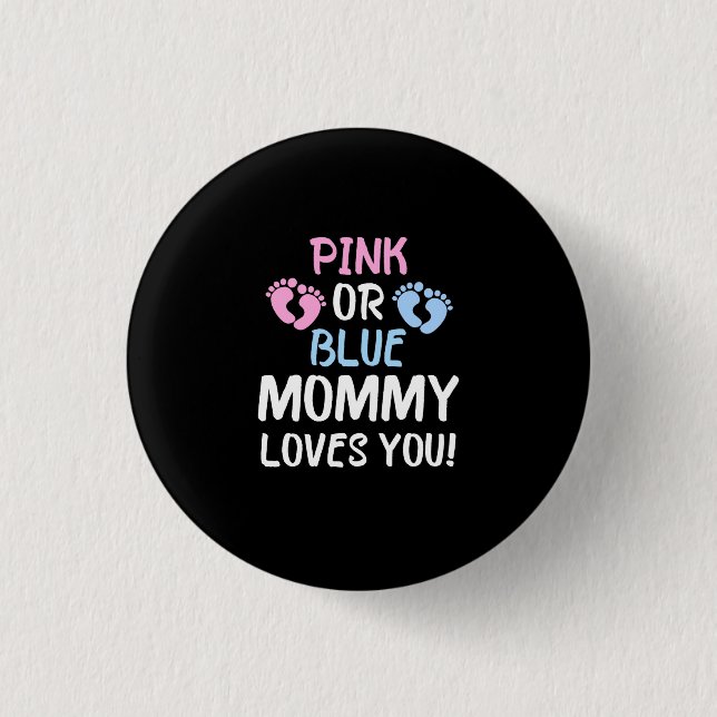Macaron Rond 2,50 Cm Pink or Blue Maman Aime You Gender Reveal Women's (Devant)