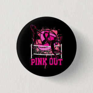 Macaron Rond 2,50 Cm Pink Out Bump Set Spike Volleyball Cancer du sein 
