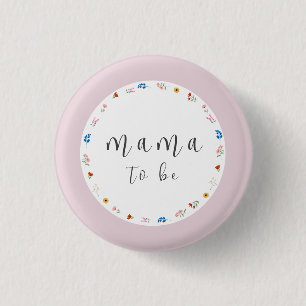 Macaron Rond 2,50 Cm Pink Simple Fleur sauvage Mama sera Baby shower