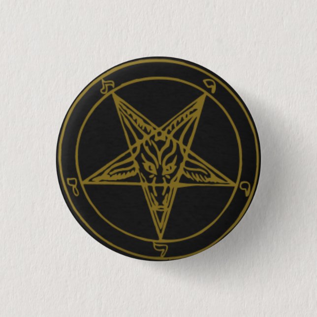 Macaron Rond 2,50 Cm Pins Baphomet Noir/Or (Devant)