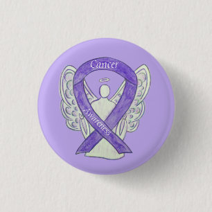 Macaron Rond 2,50 Cm Pins Bouton Angel Lavande de sensibilisation au ca