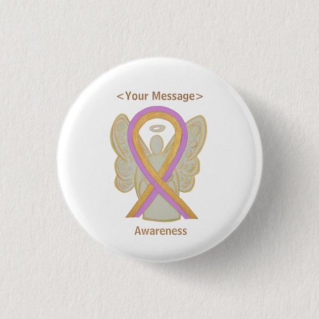 Macaron Rond 2,50 Cm Pins Bouton Angel Rose et Gold Sensibilisation (Devant)