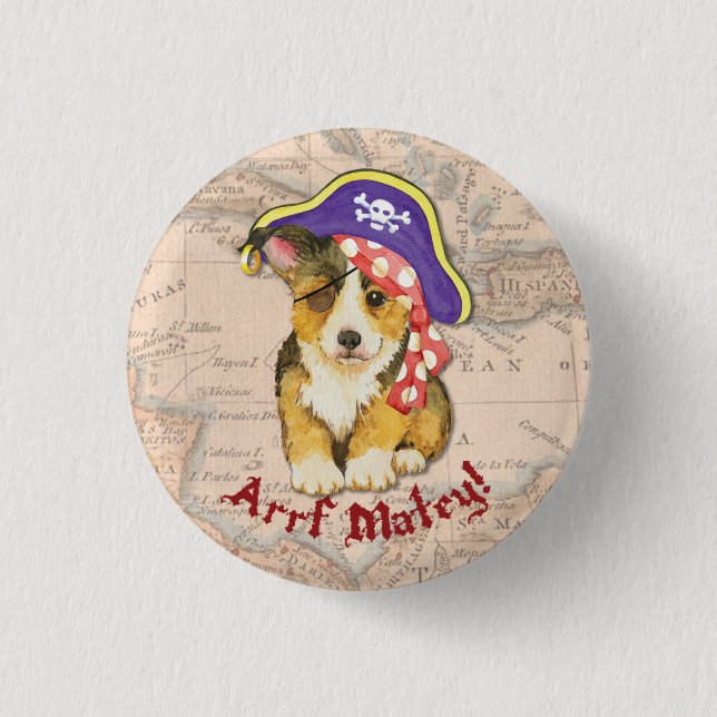 Macaron Rond 2,50 Cm Pirate de corgi de Gallois de Pembroke (Devant)