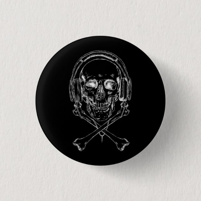 Macaron Rond 2,50 Cm Pirate de musique et fier - rayon X (Devant)