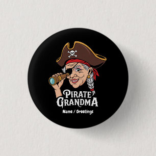Macaron Rond 2,50 Cm Pirate grand-mère drôle grand-mère Halloween costu