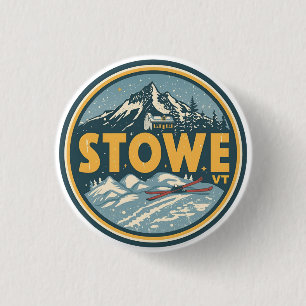 Macaron Rond 2,50 Cm Pistes de ski extérieures hivernales vintage Stowe