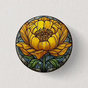 Macaron Rond 2,50 Cm Pivoine jaune vitrail
