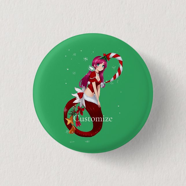 Macaron Rond 2,50 Cm Pixie de Noël Mermaid Thunder_Cove (Devant)