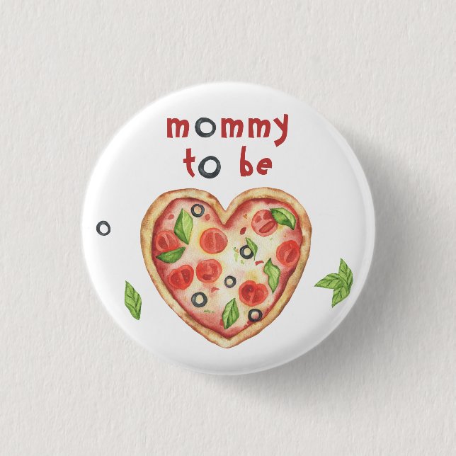 Macaron Rond 2,50 Cm pizza heart baby shower - mommy to be (Devant)