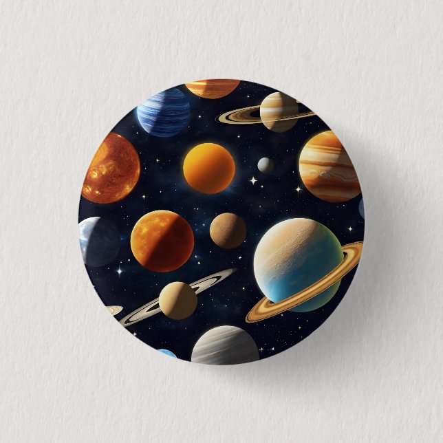Macaron Rond 2,50 Cm Planètes spatiales 2 (Devant)