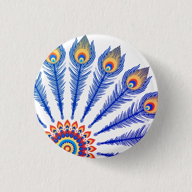 Macaron Rond 2,50 Cm Plumes de paon (Devant)