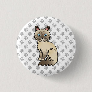 Macaron Rond 2,50 Cm Point Chocolat Tabby Birman / Ragdoll Chat & Pâtes