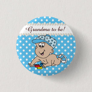 Macaron Rond 2,50 Cm Point Polka bleu et blanc   Baby Boy