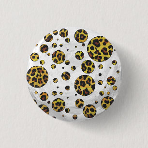 Macaron Rond 2,50 Cm Pointe Leopard Brown et Jaune