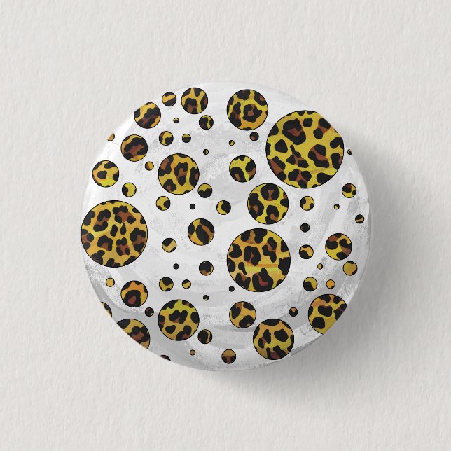 Macaron Rond 2,50 Cm Pointe Leopard Brown et Jaune (Devant)