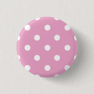Macaron Rond 2,50 Cm Points blancs sur rose