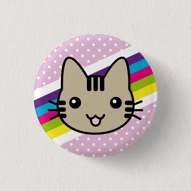 Macaron Rond 2,50 Cm pois brun clair de chat (Devant)