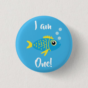 Macaron Rond 2,50 Cm Poisson Aquarium Pin à boutons 1er anniversaire po