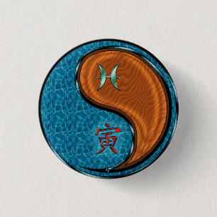 Macaron Rond 2,50 Cm Poissons & Tigre de Bois