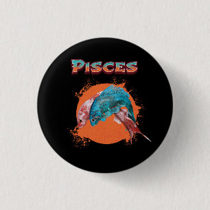 Macaron Rond 2,50 Cm Poissons Zodiaque Horoscope Signe d'Eau Astrologie