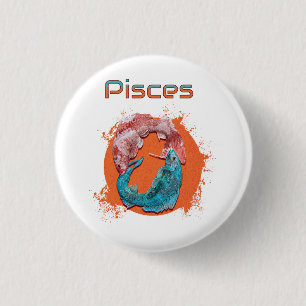 Macaron Rond 2,50 Cm Poissons Zodiaque Horoscope Signe d'Eau Astrologie