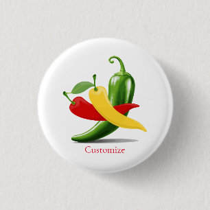 Macaron Rond 2,50 Cm Poivrons verts rouges chili Thunder_Cove