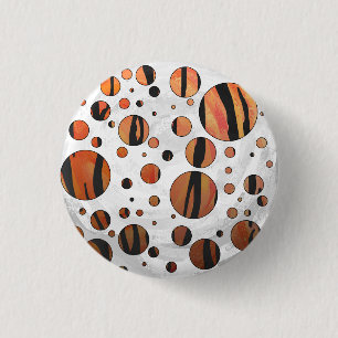 Macaron Rond 2,50 Cm Polis Dot Tiger Hot orange et noir