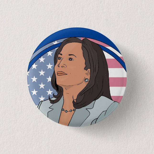Macaron Rond 2,50 Cm Politique Kamala Harris (Devant)