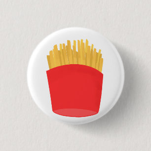 Macaron Rond 2,50 Cm Pommes Frites Dorées Dans Un Contenant Rouge
