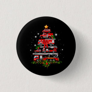 Macaron Rond 2,50 Cm Pompier Camion feu Noël Lumières Arbre Père Noël