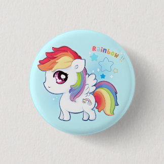 Macaron Rond 2,50 Cm Poney mignon d'arc-en-ciel de Kawaii avec des