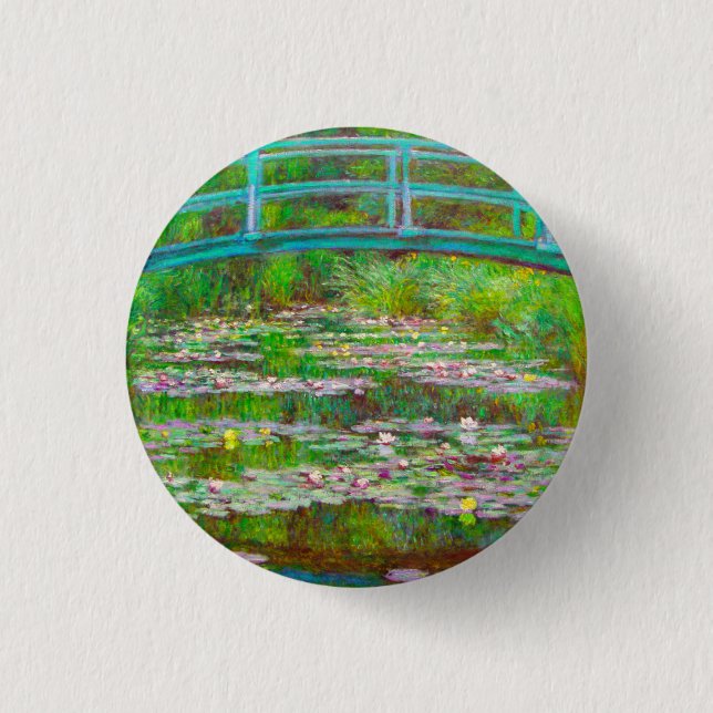 Macaron Rond 2,50 Cm Pont japonais Monet et nappes d'eau (Devant)