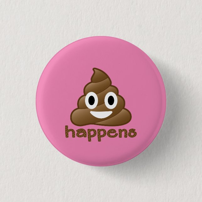 Macaron Rond 2,50 Cm Poop Happens Emoji (Devant)