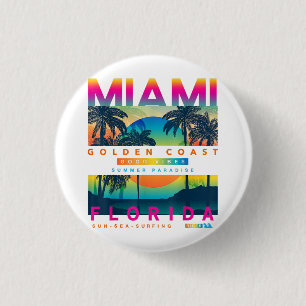 Macaron Rond 2,50 Cm Portez des t-shirts Miami Florida Miami Colorful S