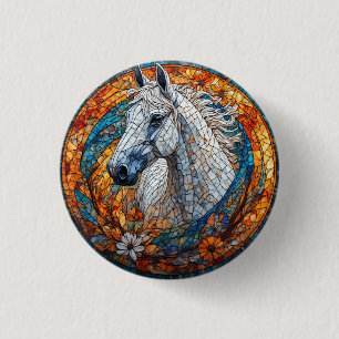 Macaron Rond 2,50 Cm Portrait de cheval élégant en verre coloré