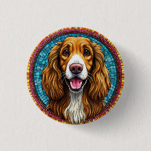 Macaron Rond 2,50 Cm Portrait de chien avec fond inspiré de la mosaïque