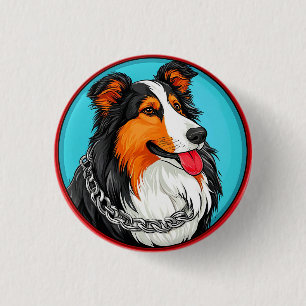 Macaron Rond 2,50 Cm Portrait de chien dans un style artistique orné