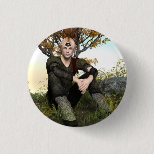 Macaron Rond 2,50 Cm Portrait de fantasy du prince de la forêt médiéval