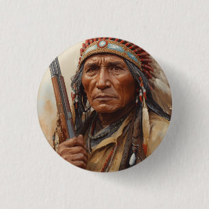 Macaron Rond 2,50 Cm Portrait de Geronimo, chef de guerre indien