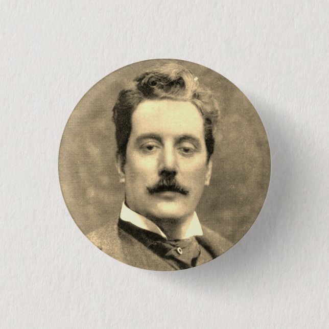 Macaron Rond 2,50 Cm Portrait et signature de Giacomo Puccini (Devant)