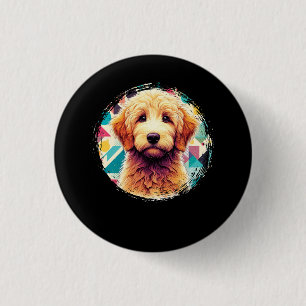 Macaron Rond 2,50 Cm Portrait mignon Goldendoodle Chien sur Doodle Doré