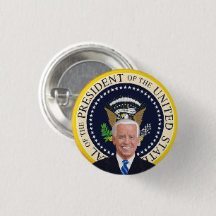 Macaron Rond 2,50 Cm potus joe biden, bouton d'épinglette du sceau pr