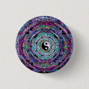 Macaron Rond 2,50 Cm Pourpre de mandala de Yin Yang