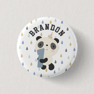 Macaron Rond 2,50 Cm Premier Anniversaire de Cute Panda