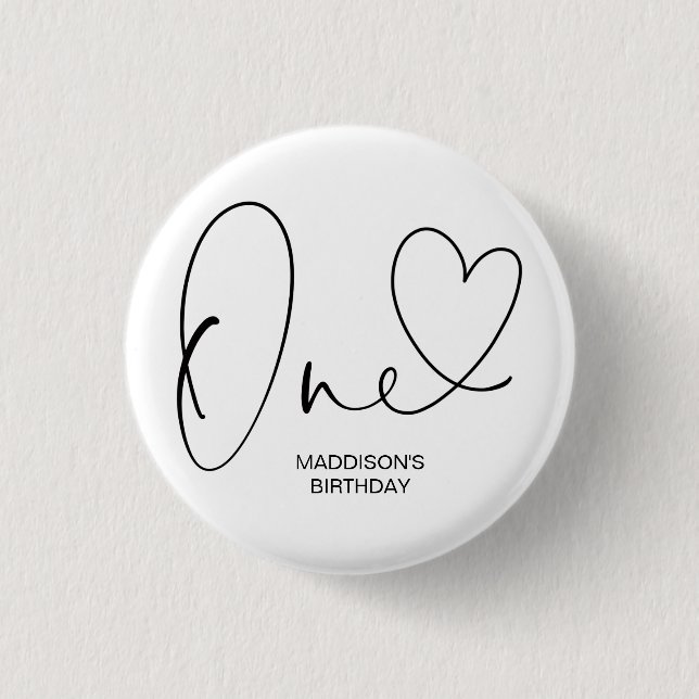 Macaron Rond 2,50 Cm Premier insigne mignon d'anniversaire pour le ęr (Devant)